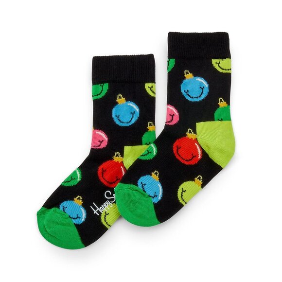 NWT Happy Socks Sz 2-3 Years Smiling Jingle Bells Kids' Holiday Christmas Socks - Picture 1 of 4